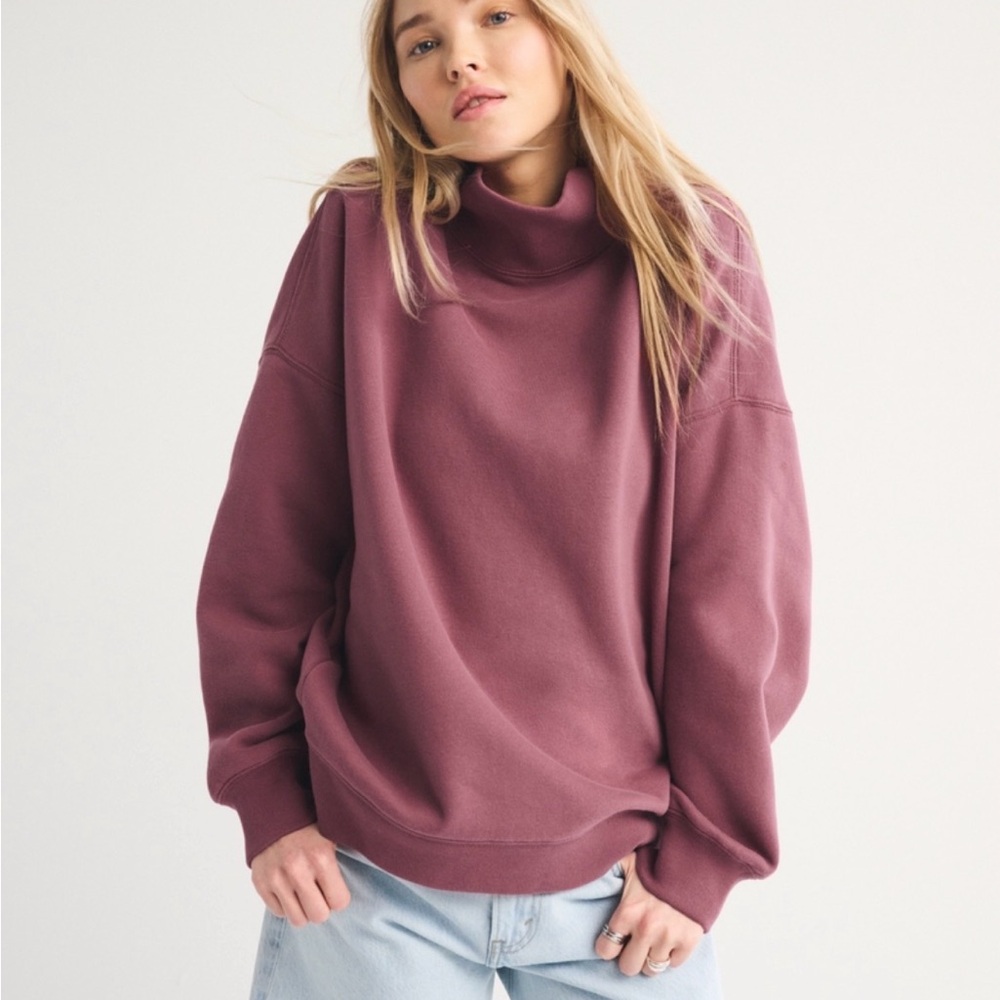 Abercrombie & Fitch Sunday Funnel Neck Turtleneck Sweater Sweatshirt Small Rose